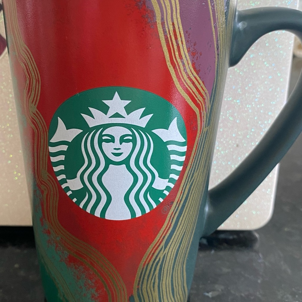 Starbucks 2021 Holiday Coffee Tea Mug Cup Green/Red/Gold 16oz Christmas
